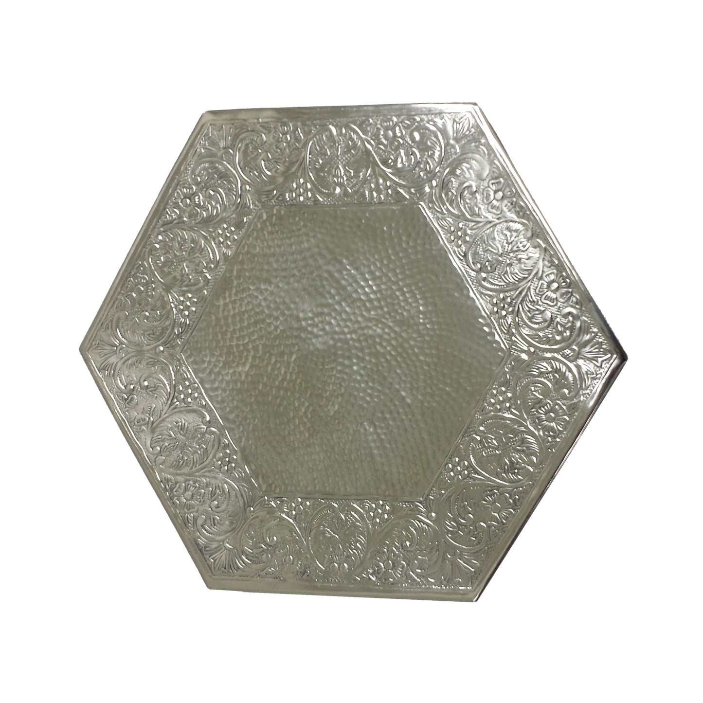 Anushka Metals Cake Stands Hexagonal Silver Finish (18 in)
