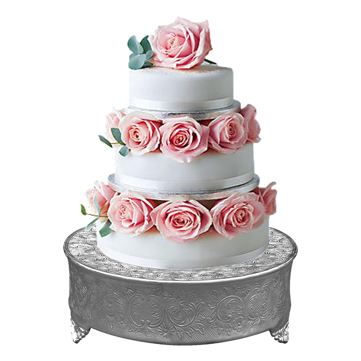 Anushka Metals Cake Stand Round Silver Finish (14 in)