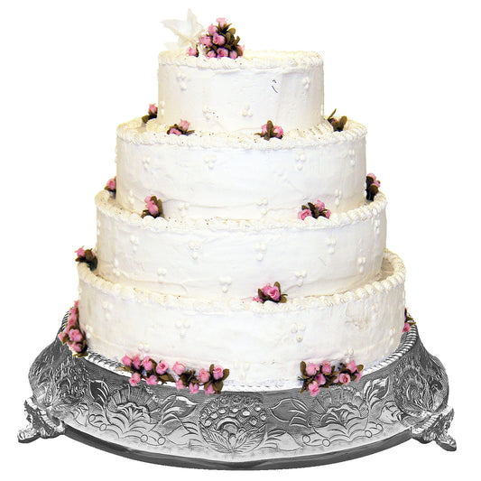 Anushka Metals Cake Stand Tapered Silver Finish (14 in)