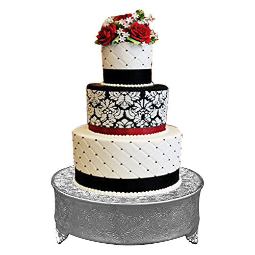 Anushka Metals Cake Stand Round Silver Finish (12 in)
