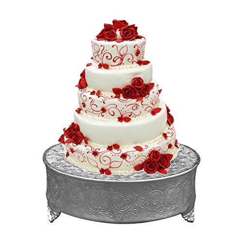 Anushka Metals Cake Stand Round Silver Finish (16 in)