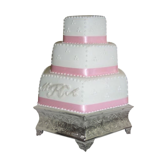 Anushka Metals Cake Stands Hexagonal Silver Finish (14 in)