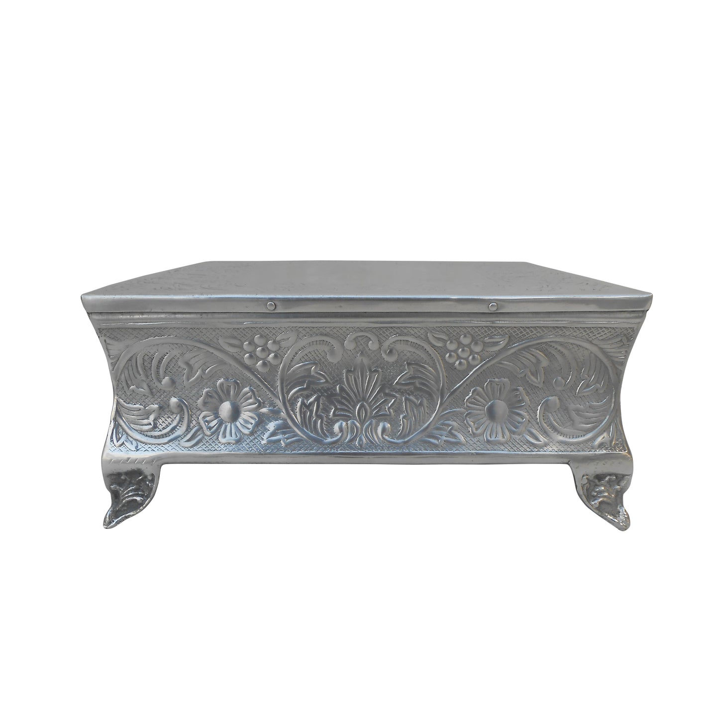 Anushka Metals Cake Stand Square Silver Finish (Set of 3 Pieces)