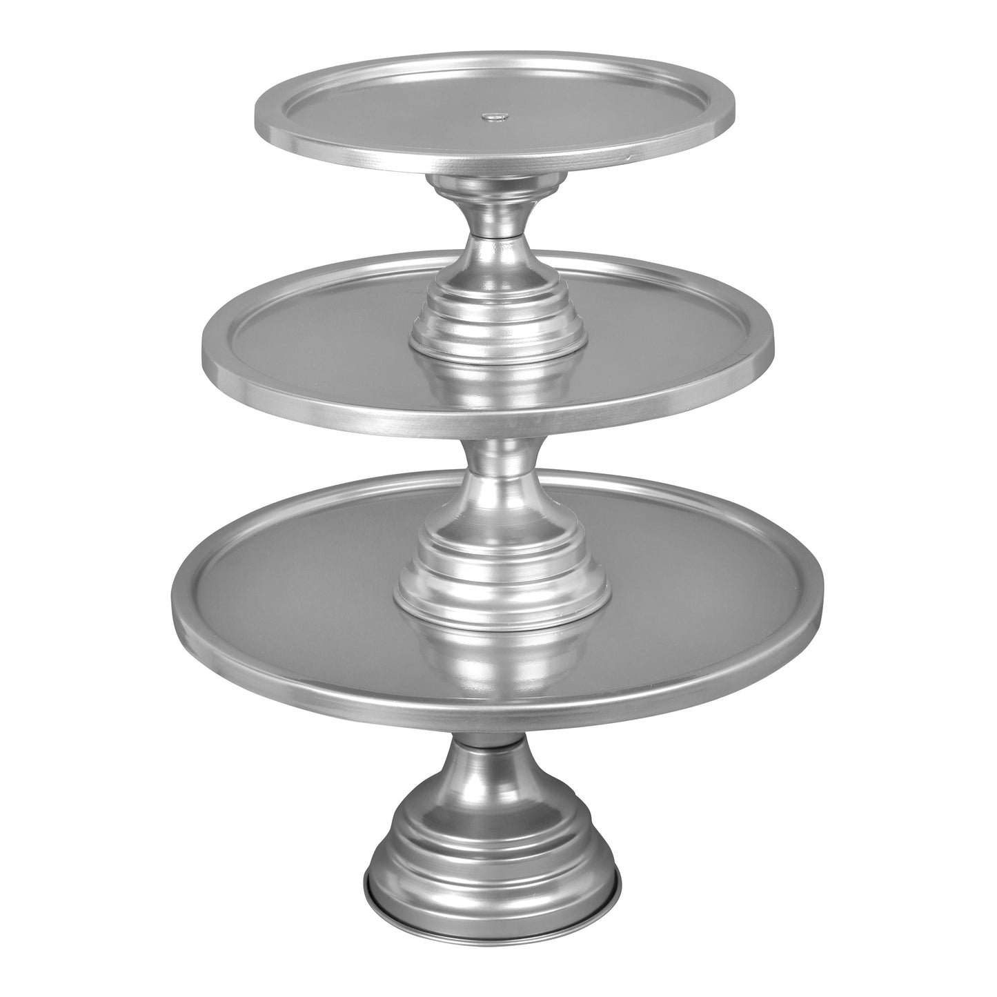 Anushka Metals Non Revolving Cake Stand Pedestal 13", 11", 9" Diameter (Top), Strong Metal (Set/3, Grey)