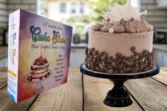 Anushka Metals Black Metal Cake Stand Pedestal | Round Non-Revolving 9" Diameter by 5" Height Dessert Display | Sturdy Cake Holder for Birthday, Wedding, Anniversary & Party Decor