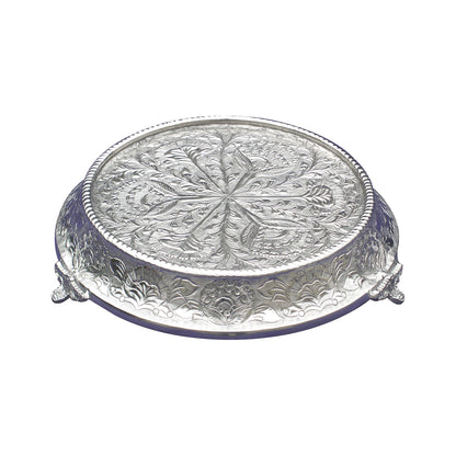 Anushka Metals Cake Stand Tapered Silver Finish (14 in)