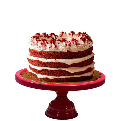 Anushka Metals Red Metal Cake Stand Pedestal | Round Non-Revolving Dessert Display | 9" Diameter Top | Birthday, Wedding & Party Cake Holder