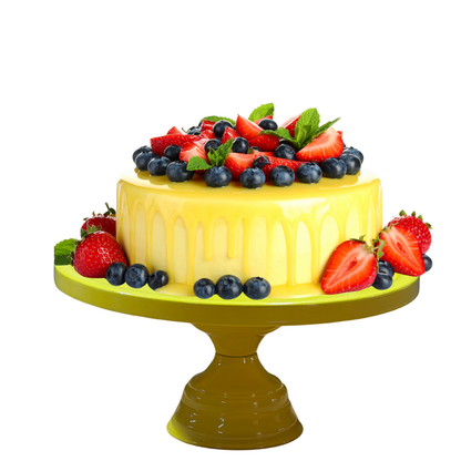 Anushka Metals Yellow Metal Cake Stand Pedestal | Round Non-Revolving 9" Diameter by 5" Height Dessert Display | Sturdy Cake Holder for Birthday, Wedding, Anniversary & Party Decor