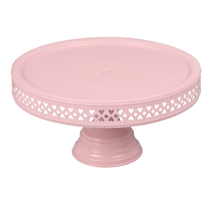 Anushka Metals Non Revolving Cake Stand Pedestal 13", 11", 9" Diameter (Top), Strong Metal (Set/3, Pink)