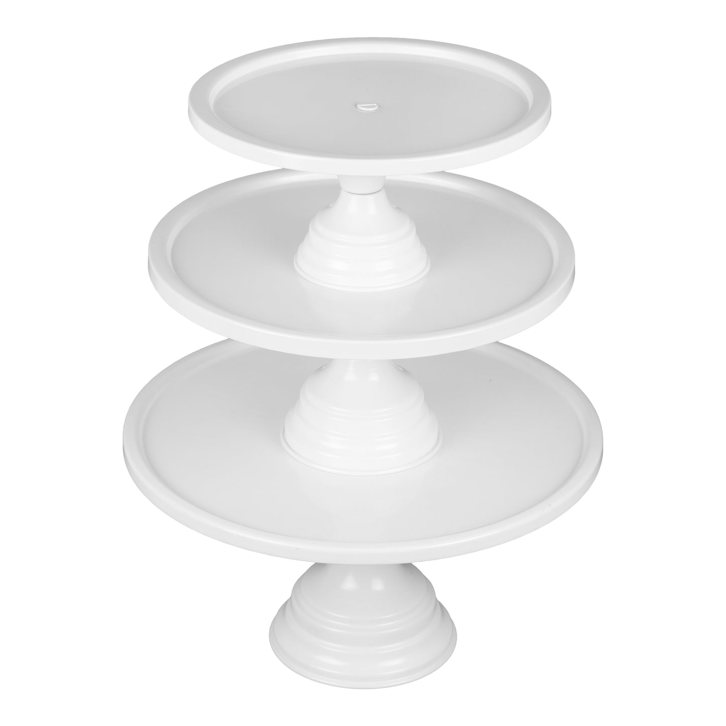 Anushka Metals Non Revolving Cake Stand Pedestal 13", 11", 9" Diameter (Top), Strong Metal (Set/3, White)