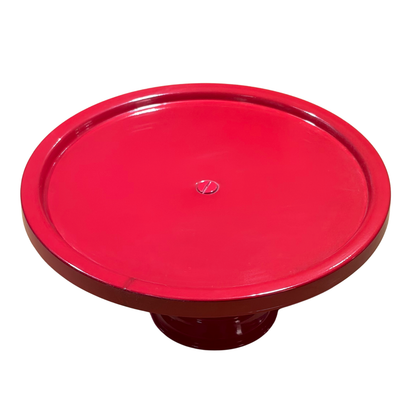 Anushka Metals Red Metal Cake Stand Pedestal | Round Non-Revolving Dessert Display | 9" Diameter Top | Birthday, Wedding & Party Cake Holder
