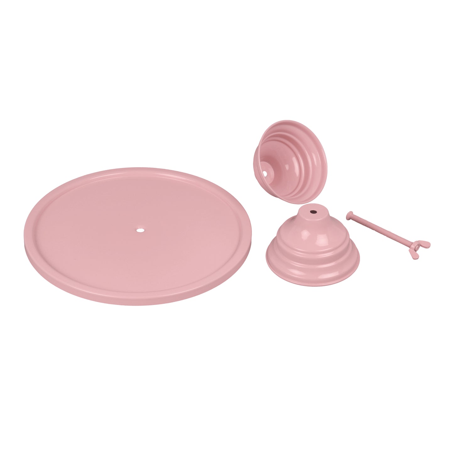 Anushka Metals Non Revolving Cake Stand Pedestal 13", 11", 9" Diameter (Top), Strong Metal (Set/3, Pink)