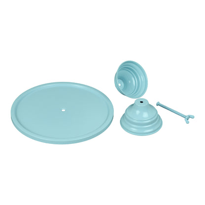 Anushka Metals Non Revolving Cake Stand Pedestal 13", 11", 9" Diameter (Top), Strong Metal (Set/3, Blue)