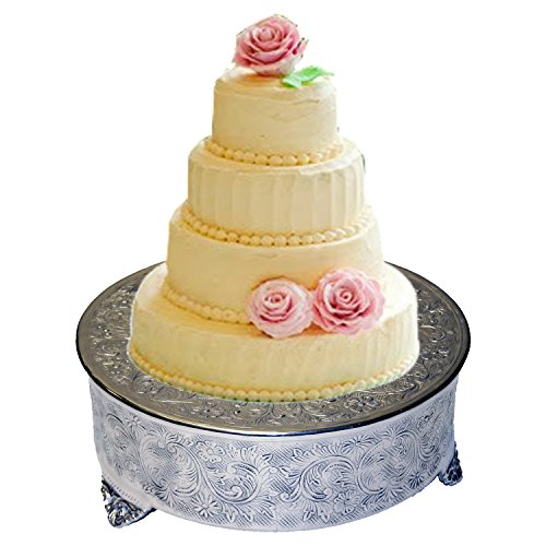 Anushka Metals Cake Stand Round Silver Finish (18 in)