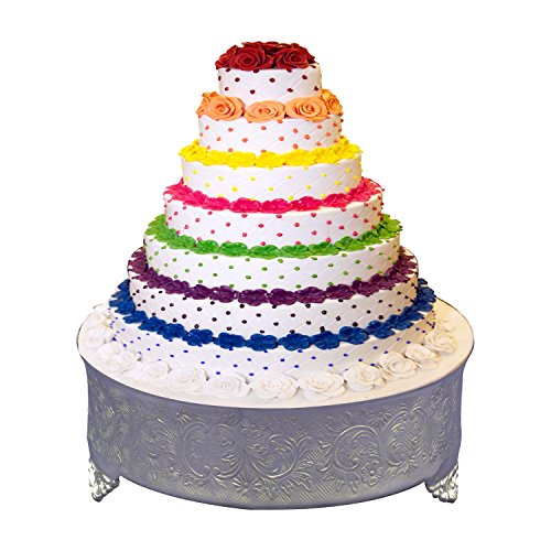 Anushka Metals Cake Stand Round Silver Finish (20 in)