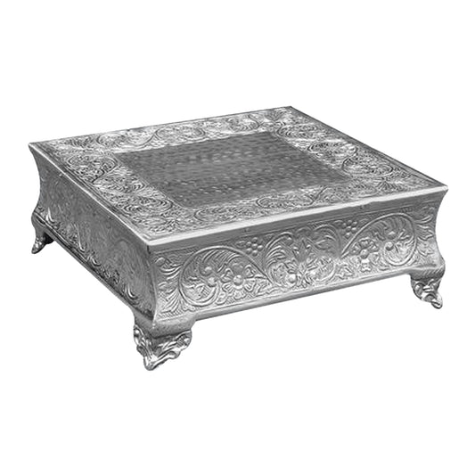 Anushka Metals Cake Stand Square Silver Finish (16 in)