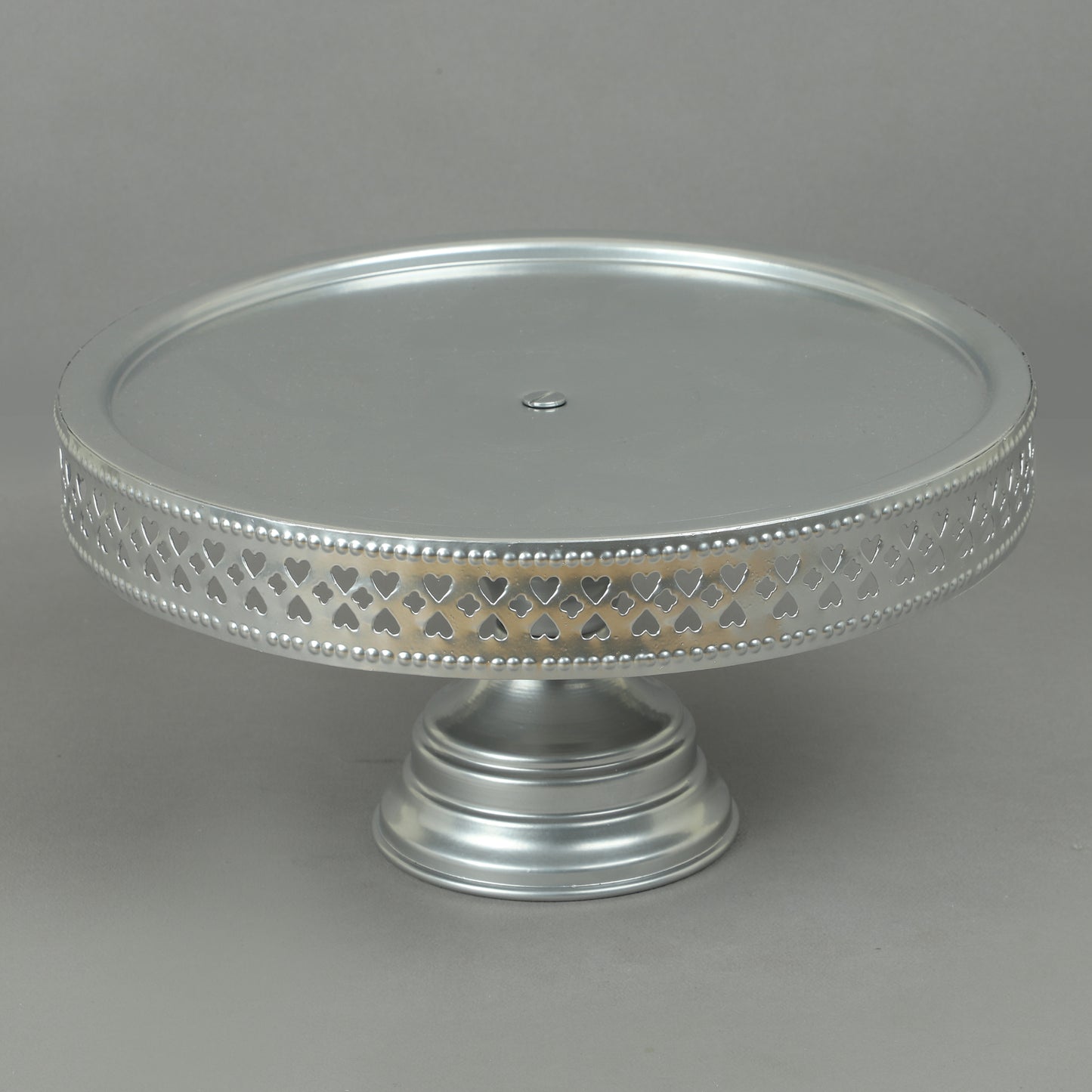 Anushka Metals Non Revolving Cake Stand Pedestal 13", 11", 9" Diameter (Top), Strong Metal (Set/3, Grey)