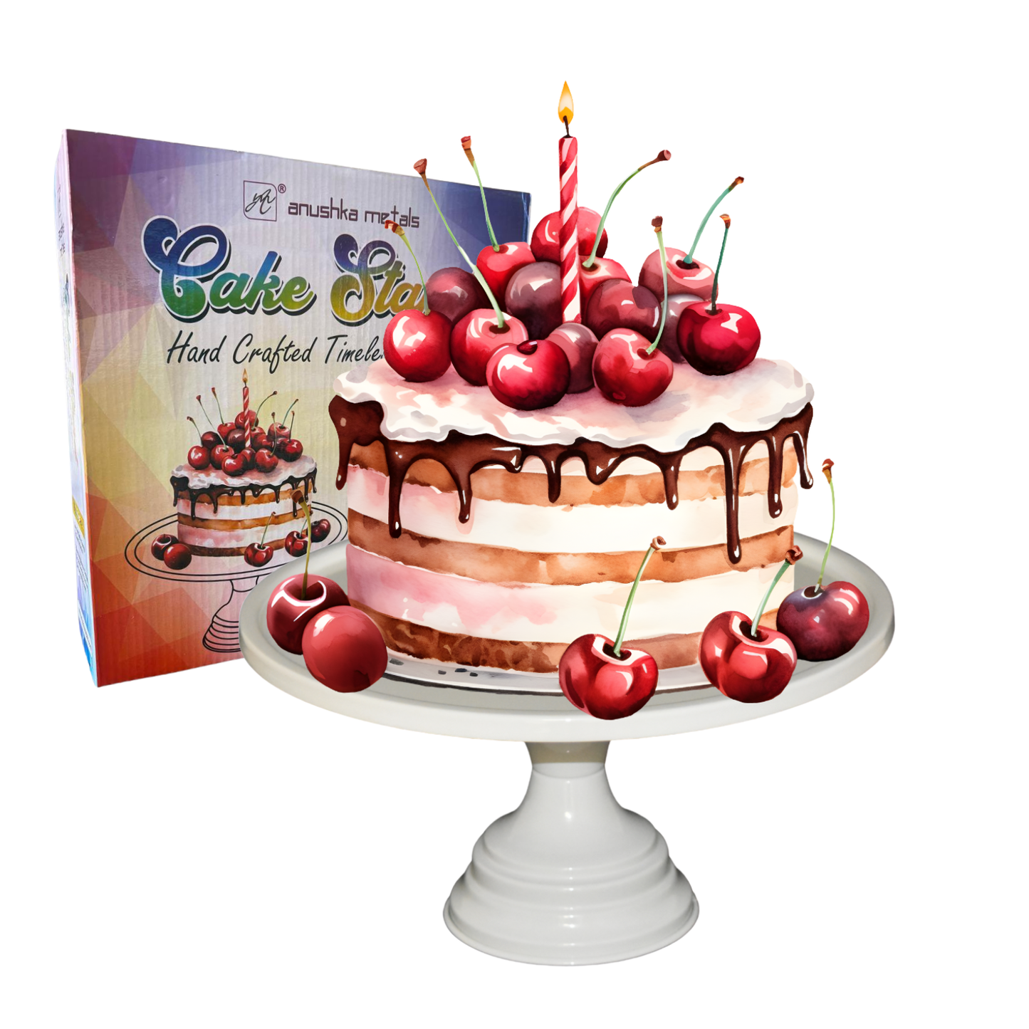 Anushka Metals Pedestal Cake Stand (9" Top Diameter x 5" Height)